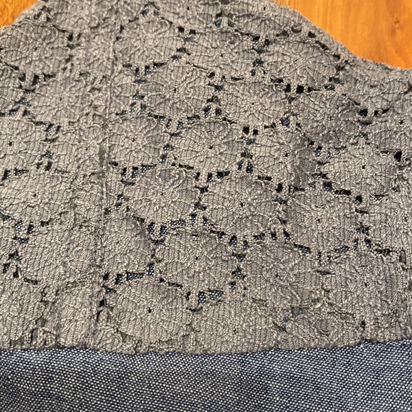 Like NEW Girl’s Size L Cotton Soft Denim Old Navy Maxi Dress- Lace Fitted Bodice - Picture 5 of 6